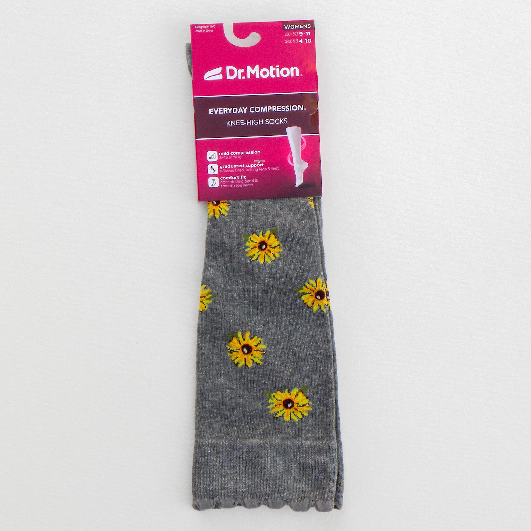 Dr. Motion Everyday Compression Socks --Sunflowers