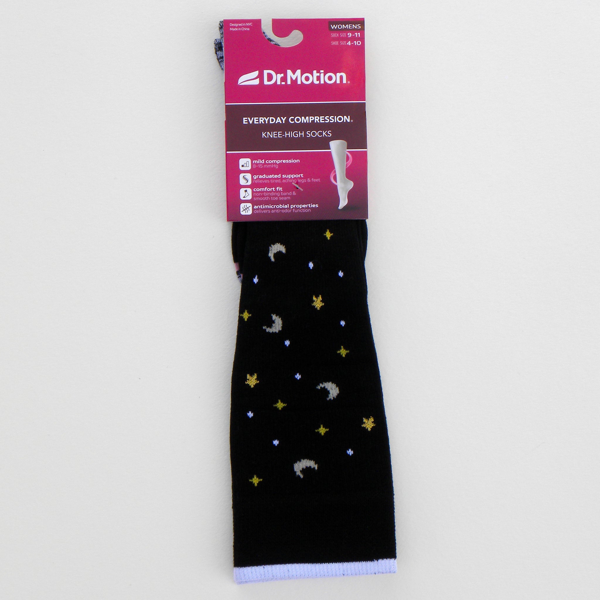 Dr. Motion Everyday Compression Socks -- Moon and Stars