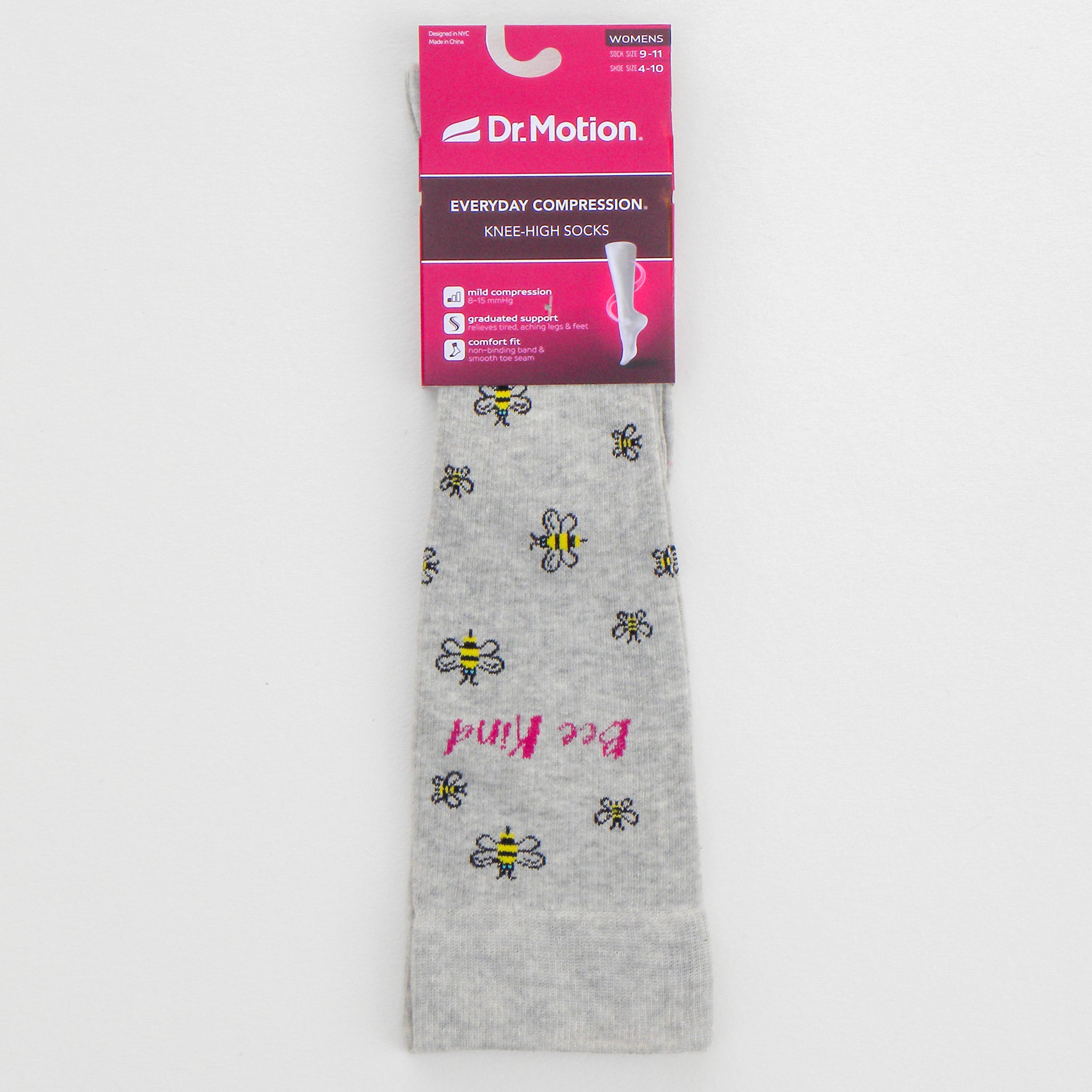 Dr. Motion Everyday Compression Socks -- Bee Kind