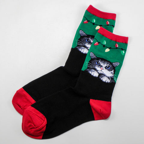 Purrty Lights Christmas Socks